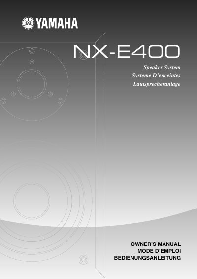 Yamaha NX-E400 Speaker System Owner's Manual - cover page