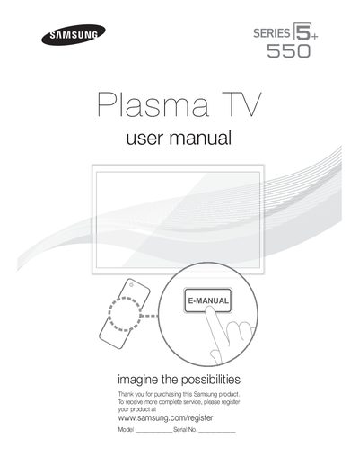 Samsung D550 Plasma TV User Manual - cover page