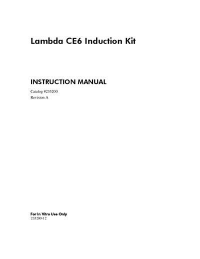 Agilent Technologies Lambda CE6 Induction Kit Instruction Manual - cover page