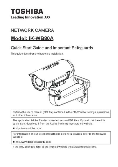 toshiba NETWORK CAMERA IK-WB88A User's Manual