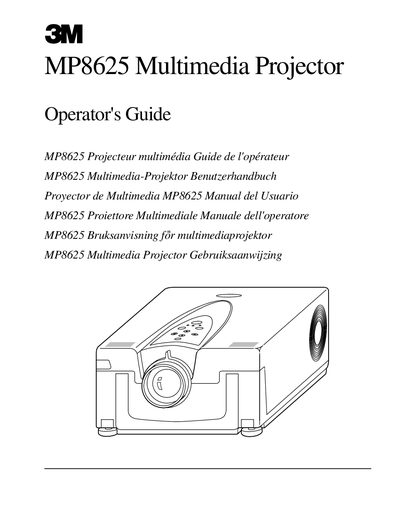 3M MP8625 Multimedia Projector Operator's Guide - cover page