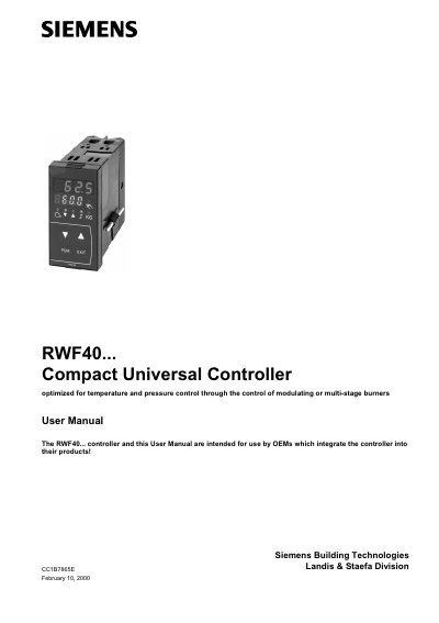 Siemens RWF40 Compact Universal Controller User Manual