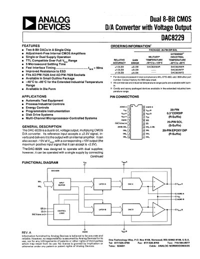 Analog Devices DAC8229 Datasheet Rev A - cover page