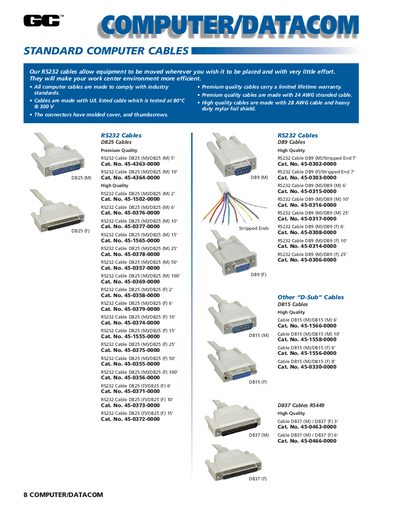Standard Computer Cables Product Leaflet - cover page