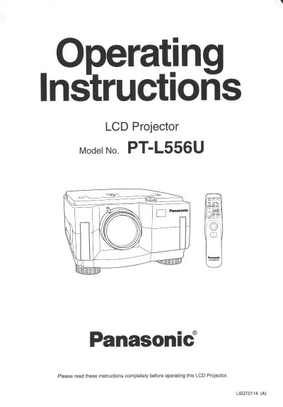 Panasonic PT-L556U Manual - cover page