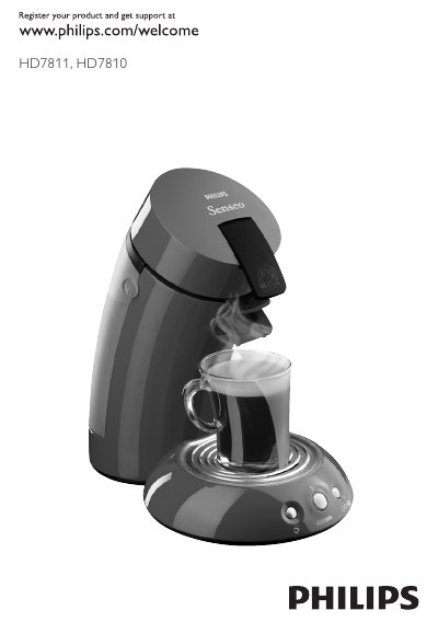 Philips Senseo HD7810 HD7811 Coffee Machine User Manual - cover page