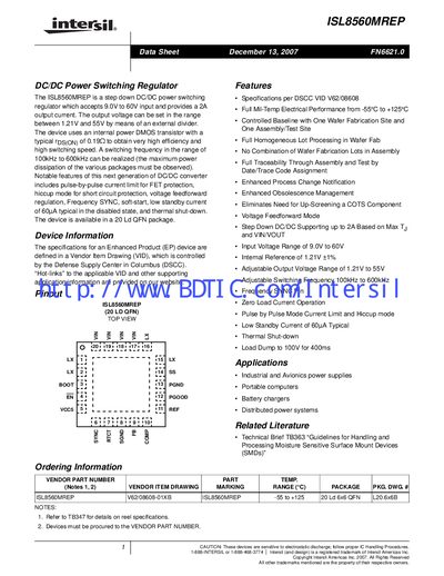 Intersil ISL8560MREP Handbook Datasheet - cover page