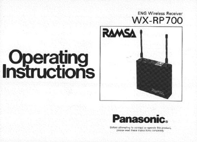 Panasonic WX-RP700 Wireless Receiver Instructions - cover page