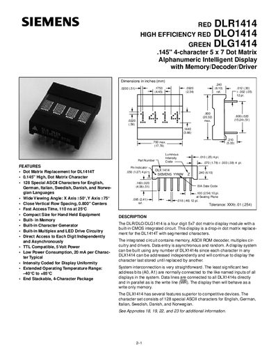 Siemens DLR1414 Datasheet - cover page
