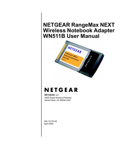 NETGEAR WN511B Wireless Notebook Adapter User Manual - cover page