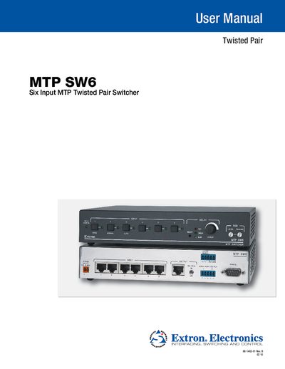Extron MTP SW6 Twisted Pair Switcher User Manual - cover page