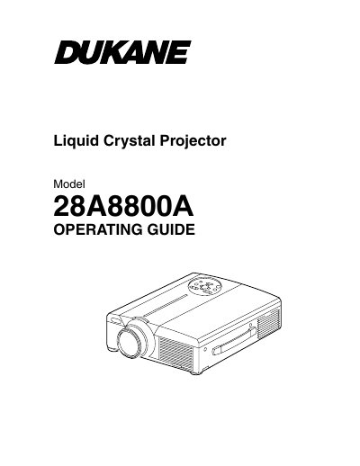 DUKANE 28A8800A user manual - cover page