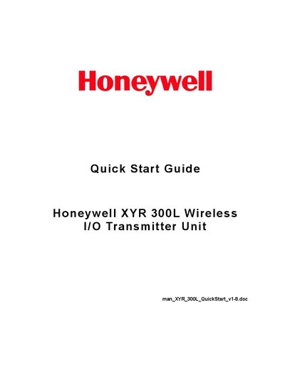 Honeywell XYR 300L Wireless I/O Transmitter Unit Quick Start Guide - cover page