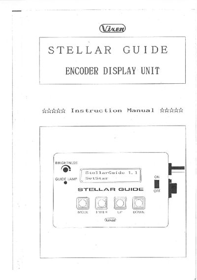 Vixen Stellar Guide Encoder Display Unit Instruction Manual - cover page