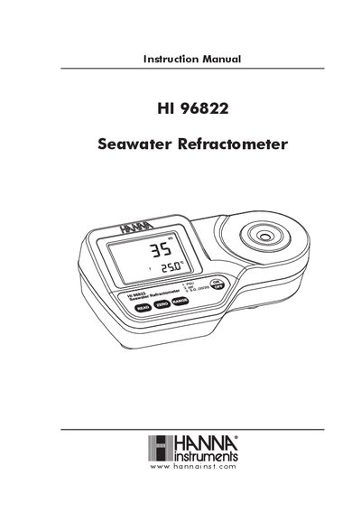 Hanna Instruments HI 96822 Seawater Refractometer Instruction Manual - cover page