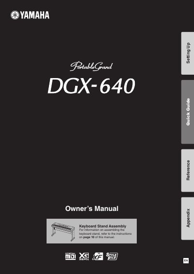 Yamaha DGX-640 Digital Piano Owner's Manual
