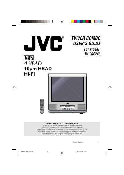 TV-20F243 TV/VCR Combo User's Guide - cover page