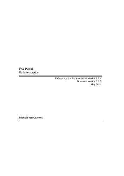 Free Pascal 3.2.2 Reference Guide - cover page