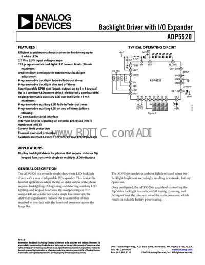 Analog Devices ADP5520 Handbook - cover page