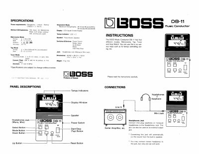 Roland DB-11 Music Conductor User Manual - cover page