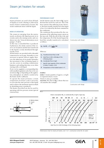 GEA Wiegand Steam Jet Heater Type 18.1 Data Sheet - cover page