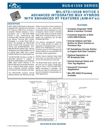 Data Device BUS-61559 Series Datasheet - cover page