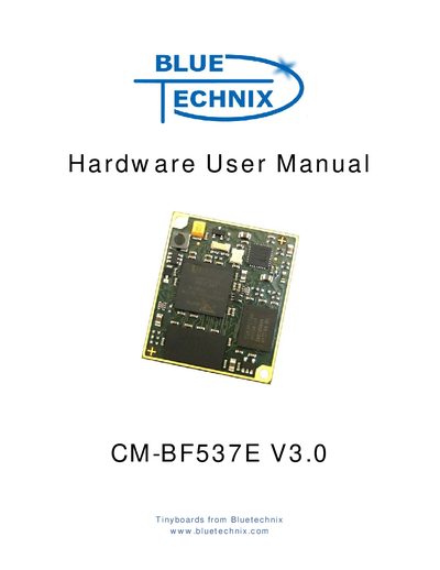 Bluetechnix CM-BF537E Hardware User Manual - cover page