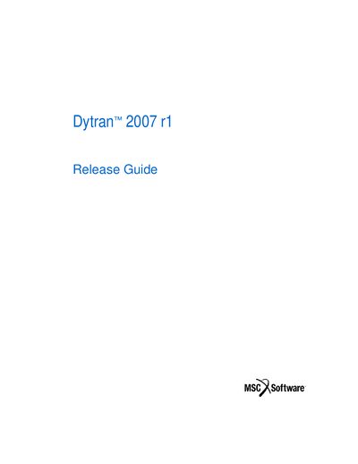 MSC Dytran 2007 r1 Release Guide