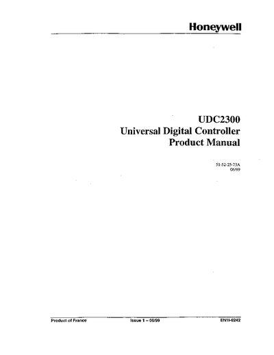 Honeywell UDC2300 Universal Digital Controller Product Manual - cover page