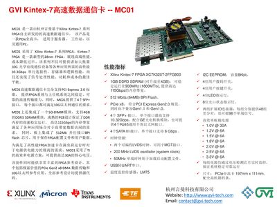 GVI MC01 High-Speed Data Communication Card Product Leaflet