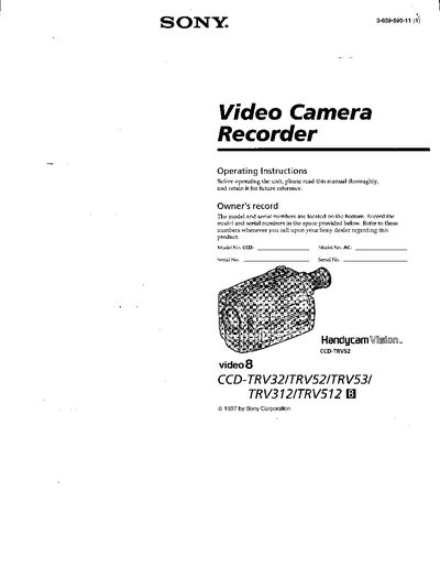 Sony CCD-TRV32/52/53/312/512 Camcorder Operating Instructions - cover page