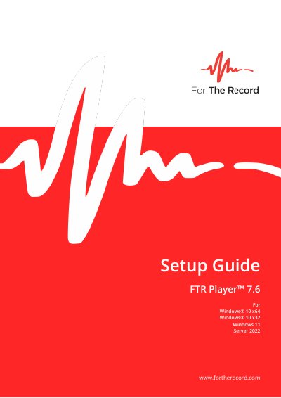 FTR Player 7.6 Setup Guide - cover page