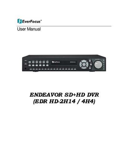 EverFocus EDR HD-2H14/4H4 SD+HD DVR User Manual