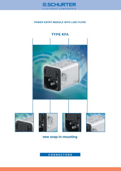 Schurter KFA Power Entry Module with Line Filter Datasheet - cover page