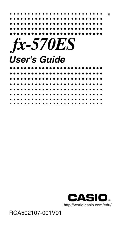 Casio FX-570ES User's Guide - cover page