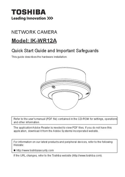 Toshiba IK-WR12A Network Camera Quick Start Guide
