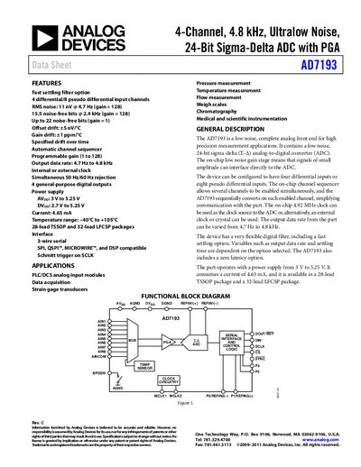 Analog Devices AD7193 Datasheet - cover page