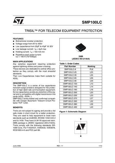 STMicroelectronics SMP100LC Datasheet - cover page