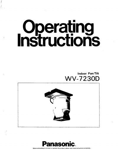 Panasonic WV-7230D Indoor Pan/Tilt Operating Instructions