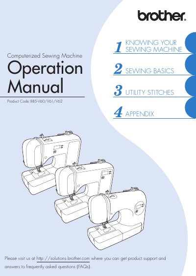 Brother 885-V60/V61/V62 Computerized Sewing Machine Operation Manual - cover page