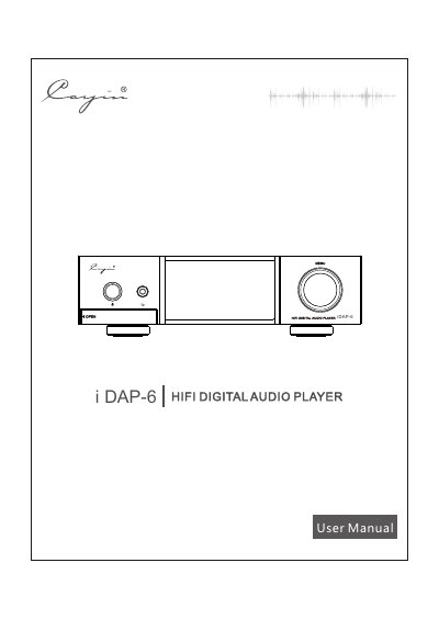 Cayin iDAP-6 HIFI Digital Audio Player User Manual - cover page