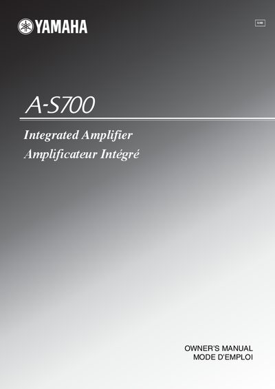 YAMAHA A-S700 owner's MANUAL - cover page