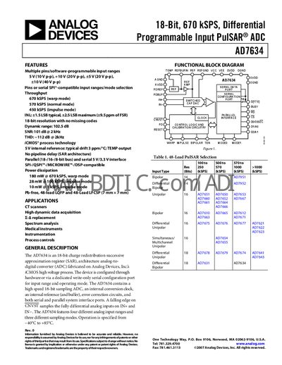 Analog Devices AD7634 Datasheet