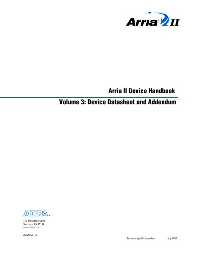 Altera Arria II Device Datasheet and Addendum - cover page