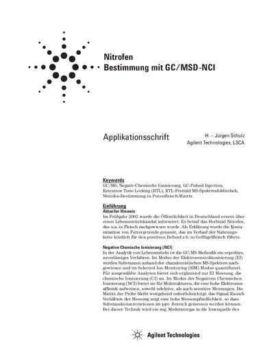 Agilent 6890Plus/5973N Nitrofen Determination Application Note