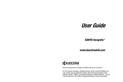 SANYO Incognito User Guide - cover page
