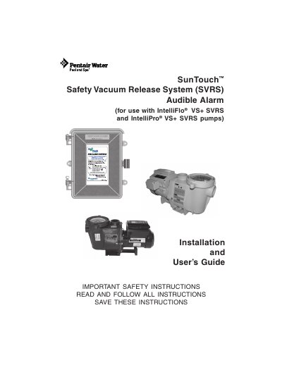 SunTouch SVRS Audible Alarm Installation and User's Guide - cover page