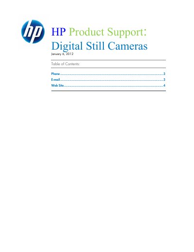 HP Digital Still Cameras Support Information - cover page