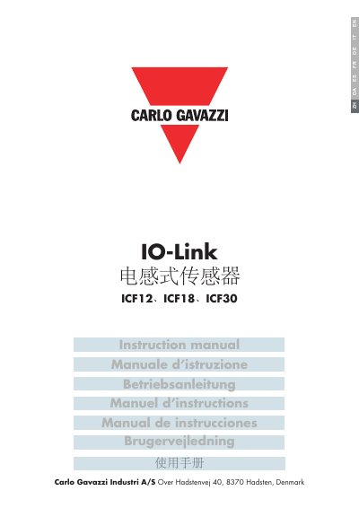 Carlo Gavazzi ICF12/18/30 Inductive Sensors User Manual - cover page