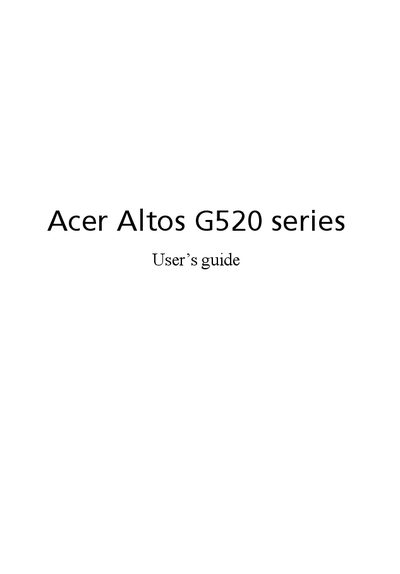 Acer Altos G520 Series User Manual - cover page